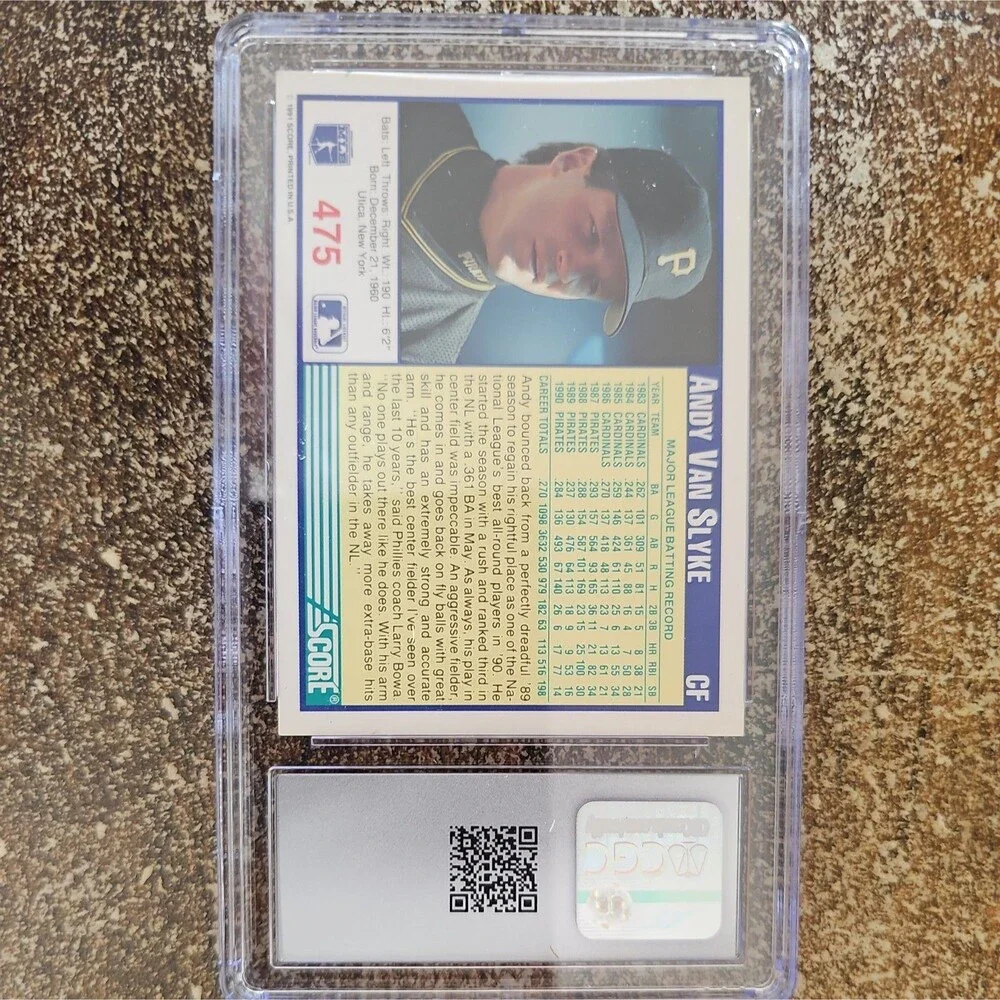 1991 Score Baseball  Andy Van Slyke #475 CGC 7.5 NM, Pittsburgh Pirates